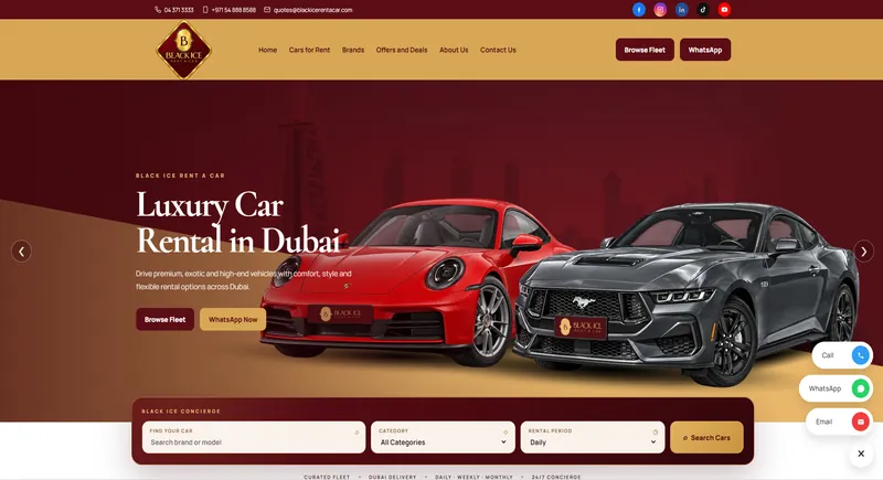 Black Ice Rent a Car website by Main Stream54
