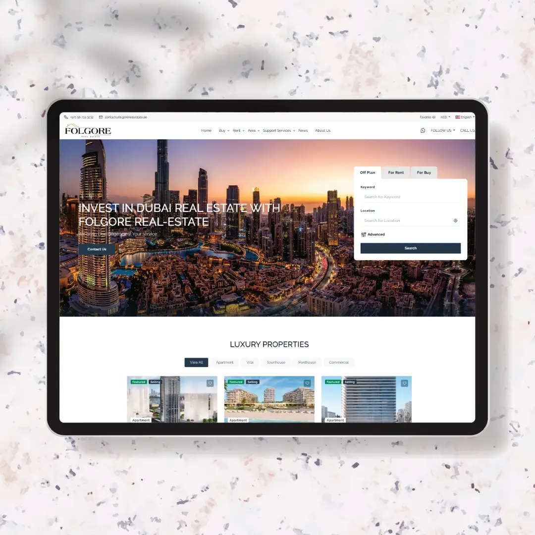 Folgore Real Estate website screenshot
