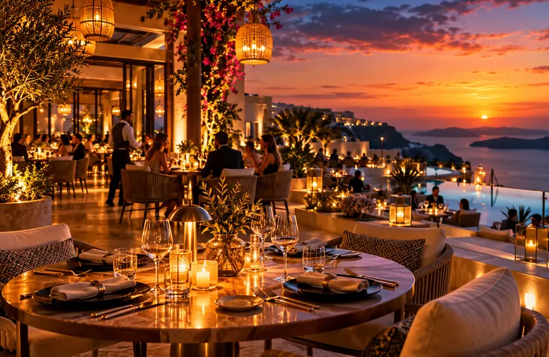 Elegant restaurant terrace dining
